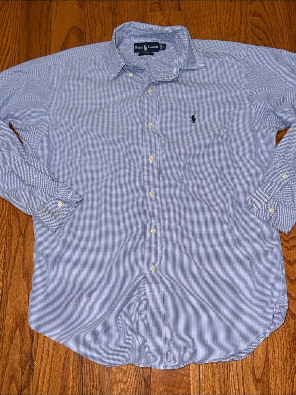 Ralph Lauren Blue Micro-Check Button-Down Shirt - Men's
